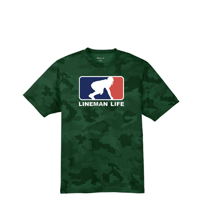 LINEMAN LIFE LOGO - Hex Camo Performance Tee