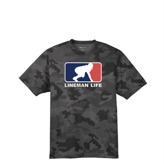 LINEMAN LIFE LOGO - Hex Camo Performance Tee