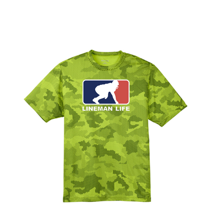LINEMAN LIFE LOGO - Hex Camo Performance Tee