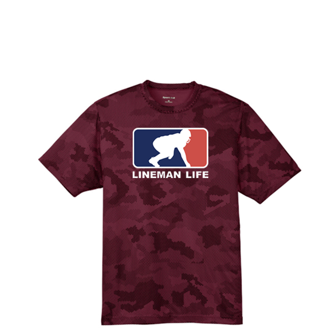 LINEMAN LIFE LOGO - Hex Camo Performance Tee