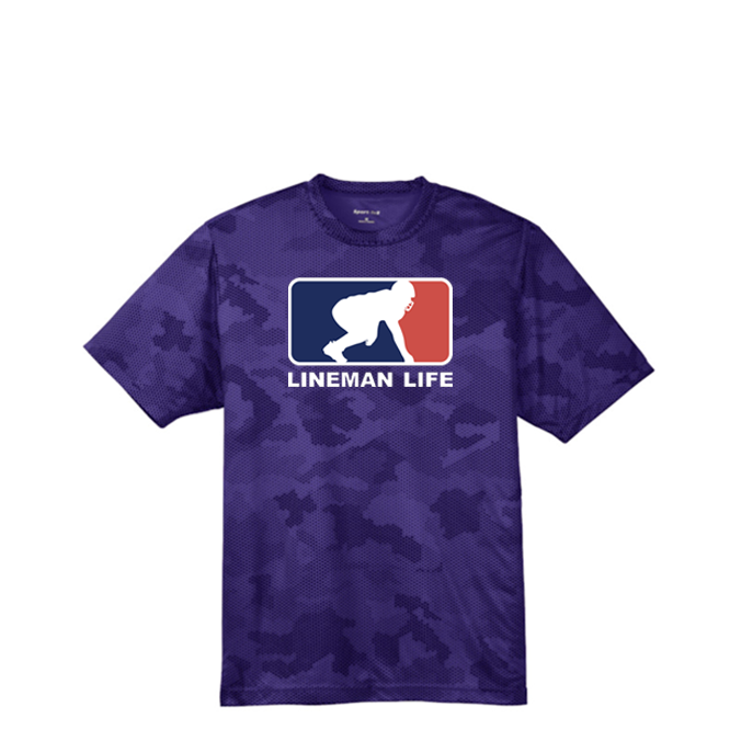 LINEMAN LIFE LOGO - Hex Camo Performance Tee