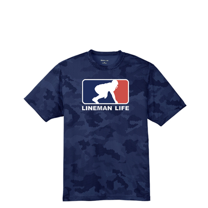 LINEMAN LIFE LOGO - Hex Camo Performance Tee