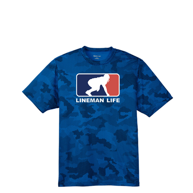 LINEMAN LIFE LOGO - Hex Camo Performance Tee