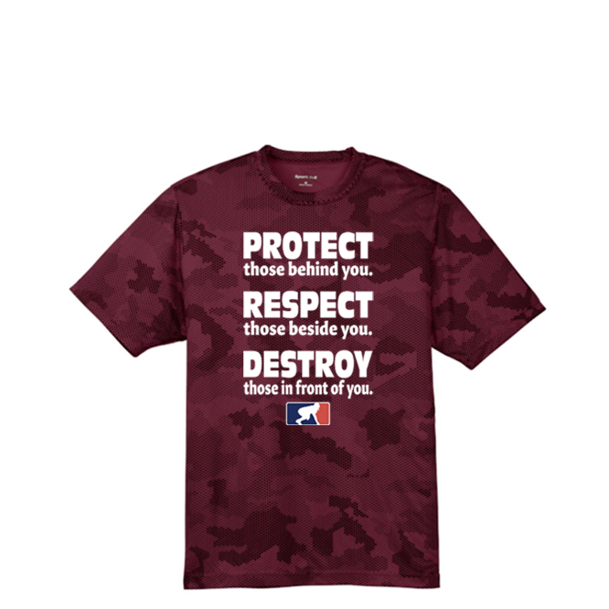 PROTECT RESPECT DESTROY - Hex Camo Performance Tee