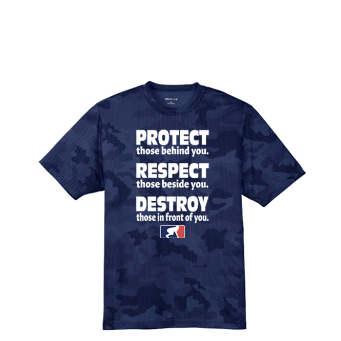 PROTECT RESPECT DESTROY - Hex Camo Performance Tee