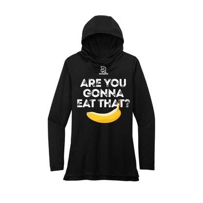 ARE YOU GONNA EAT THAT? (Black) - Womens Tri-Blend Long Sleeve Hoodie