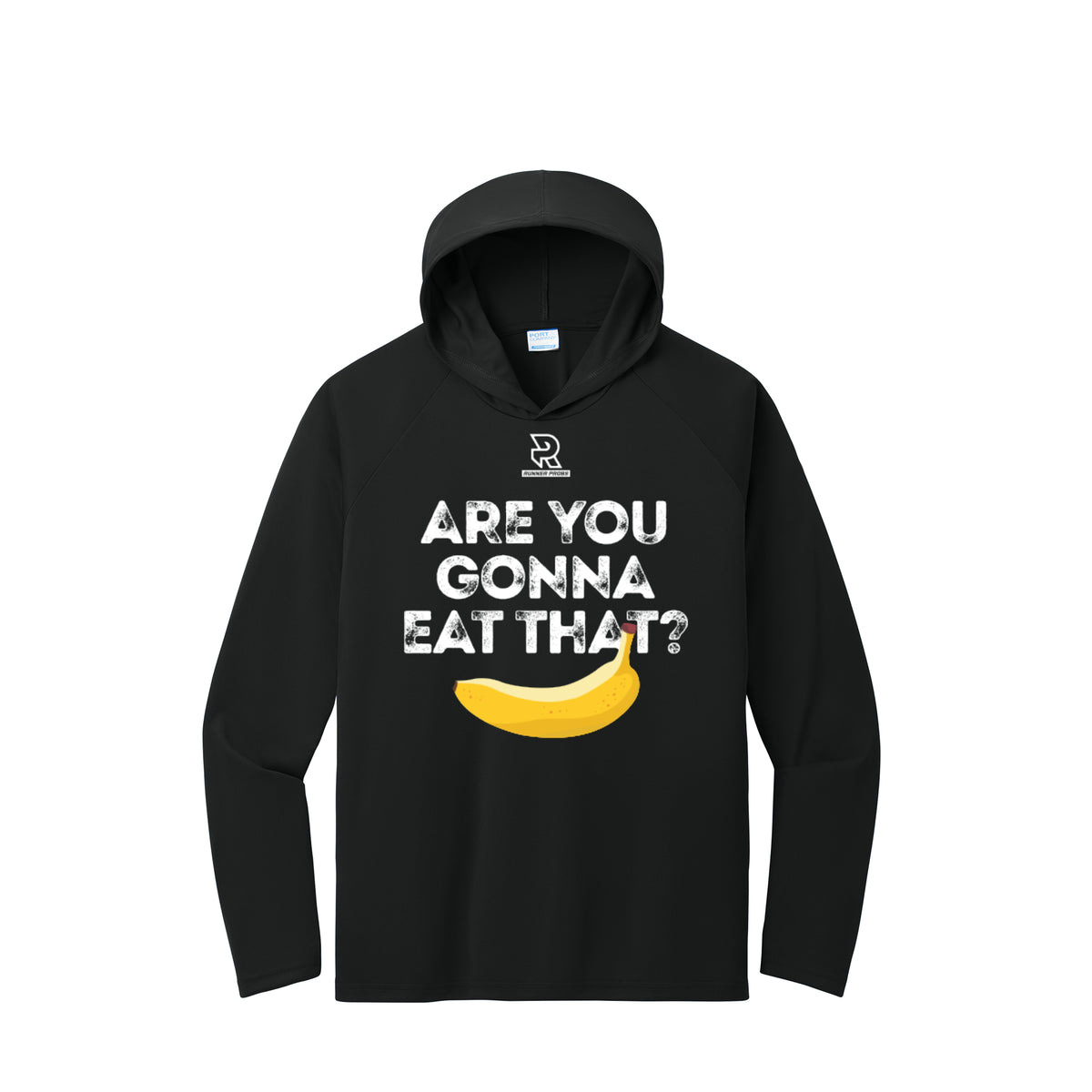 ARE YOU GONNA EAT THAT? (Black) - Long Sleeve Hooded Performance Tee