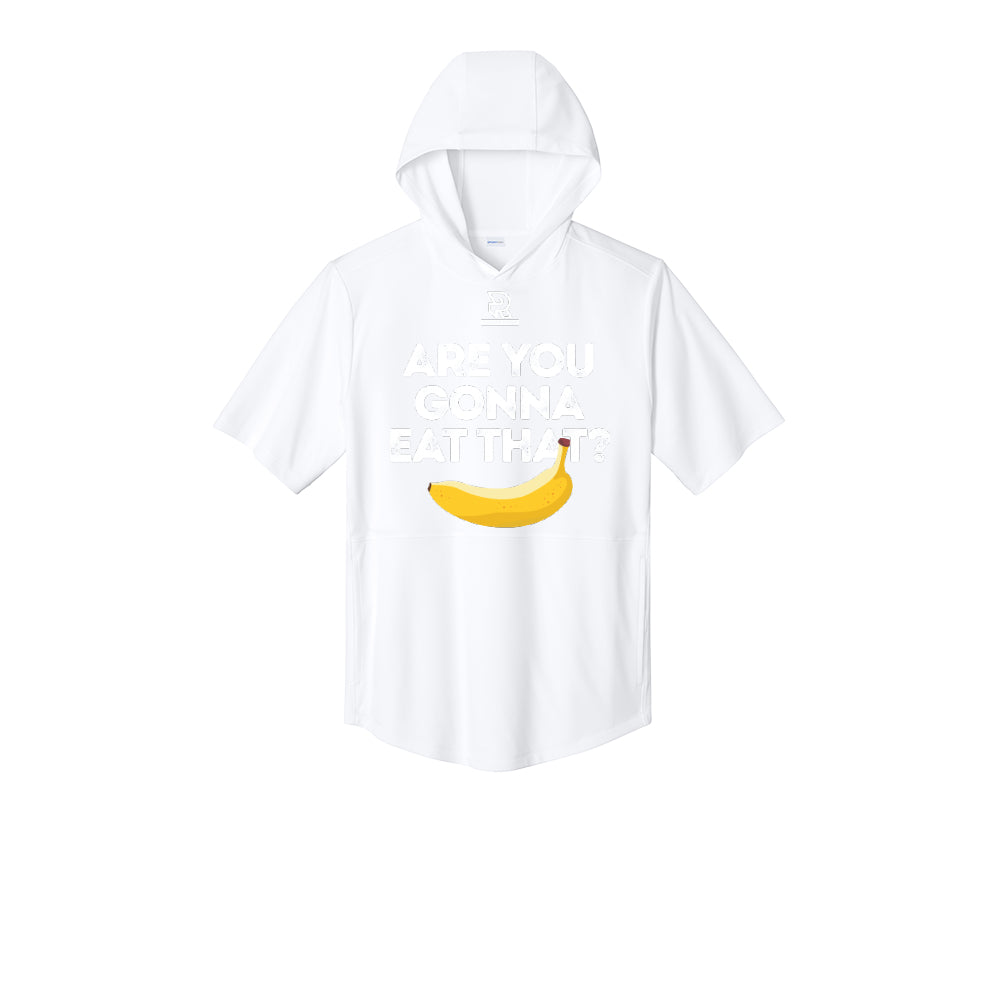 ARE YOU GONNA EAT THAT? (White) - Short Sleeve Performance Hoodie