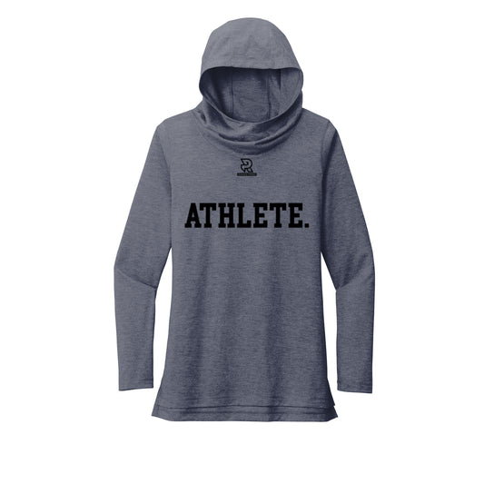 ATHLETE (Black) - Womens Tri-Blend Long Sleeve Hoodie