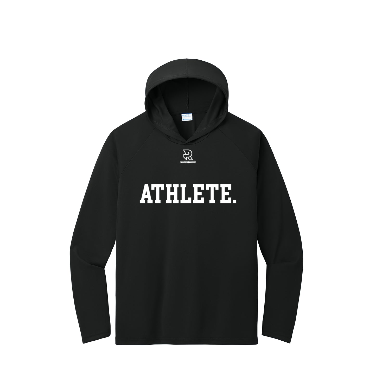 ATHLETE (White) - Long Sleeve Hooded Performance Tee
