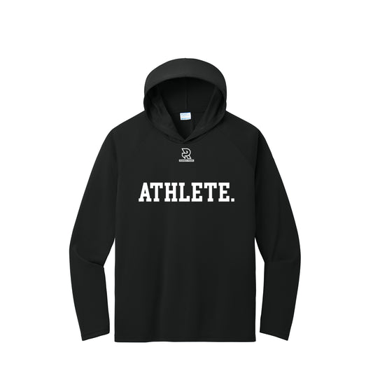 ATHLETE (White) - Long Sleeve Hooded Performance Tee