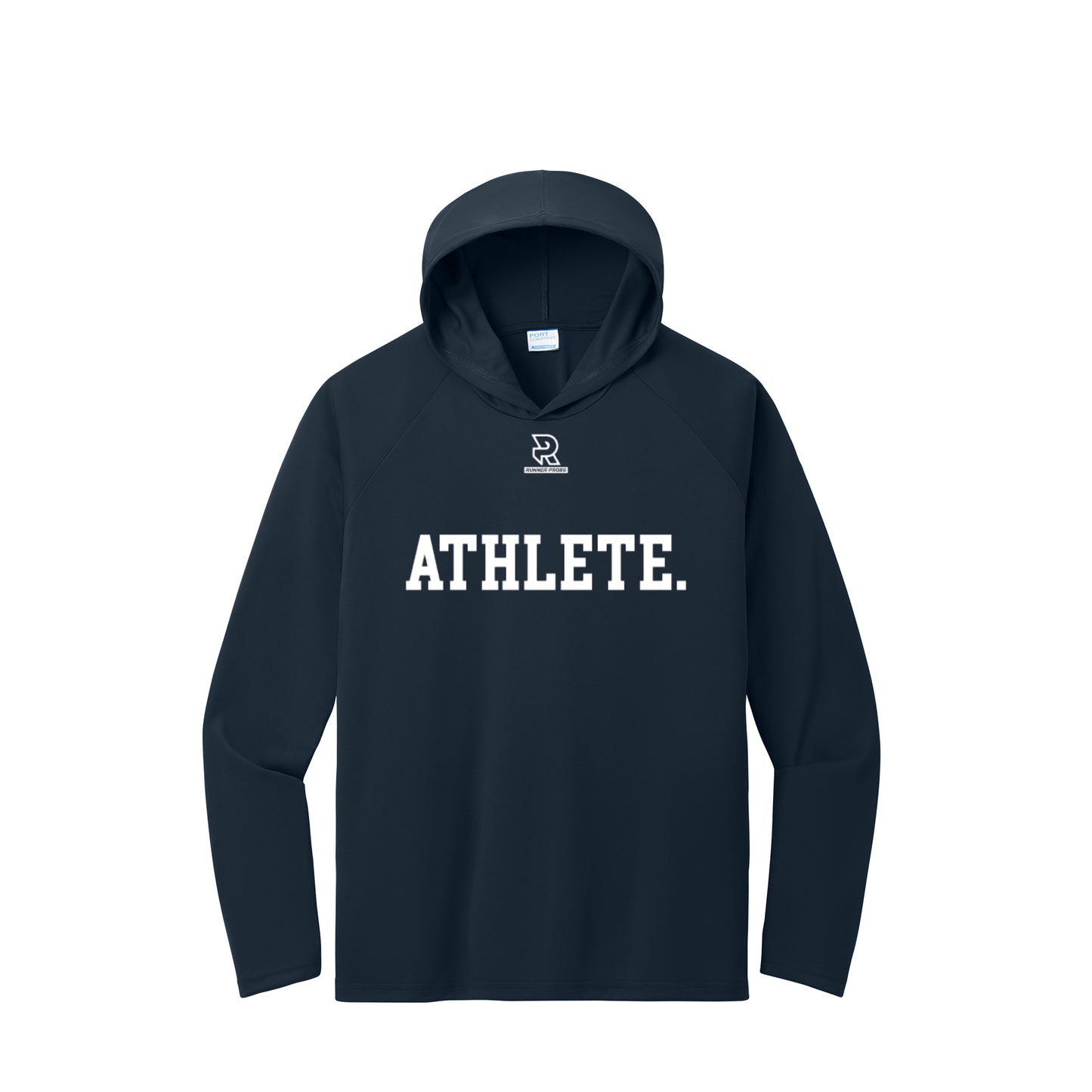 ATHLETE (White) - Long Sleeve Hooded Performance Tee