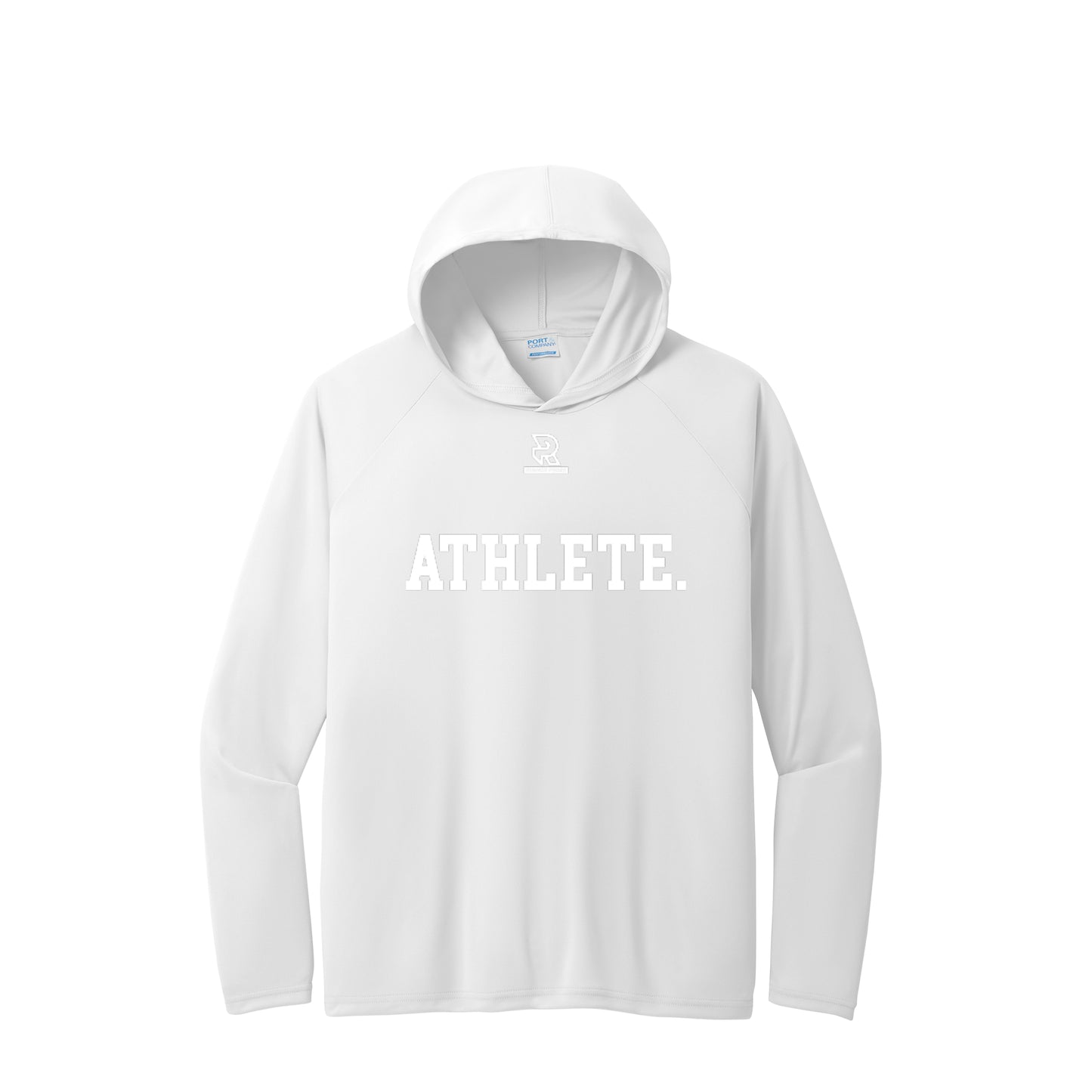 ATHLETE (White) - Long Sleeve Hooded Performance Tee