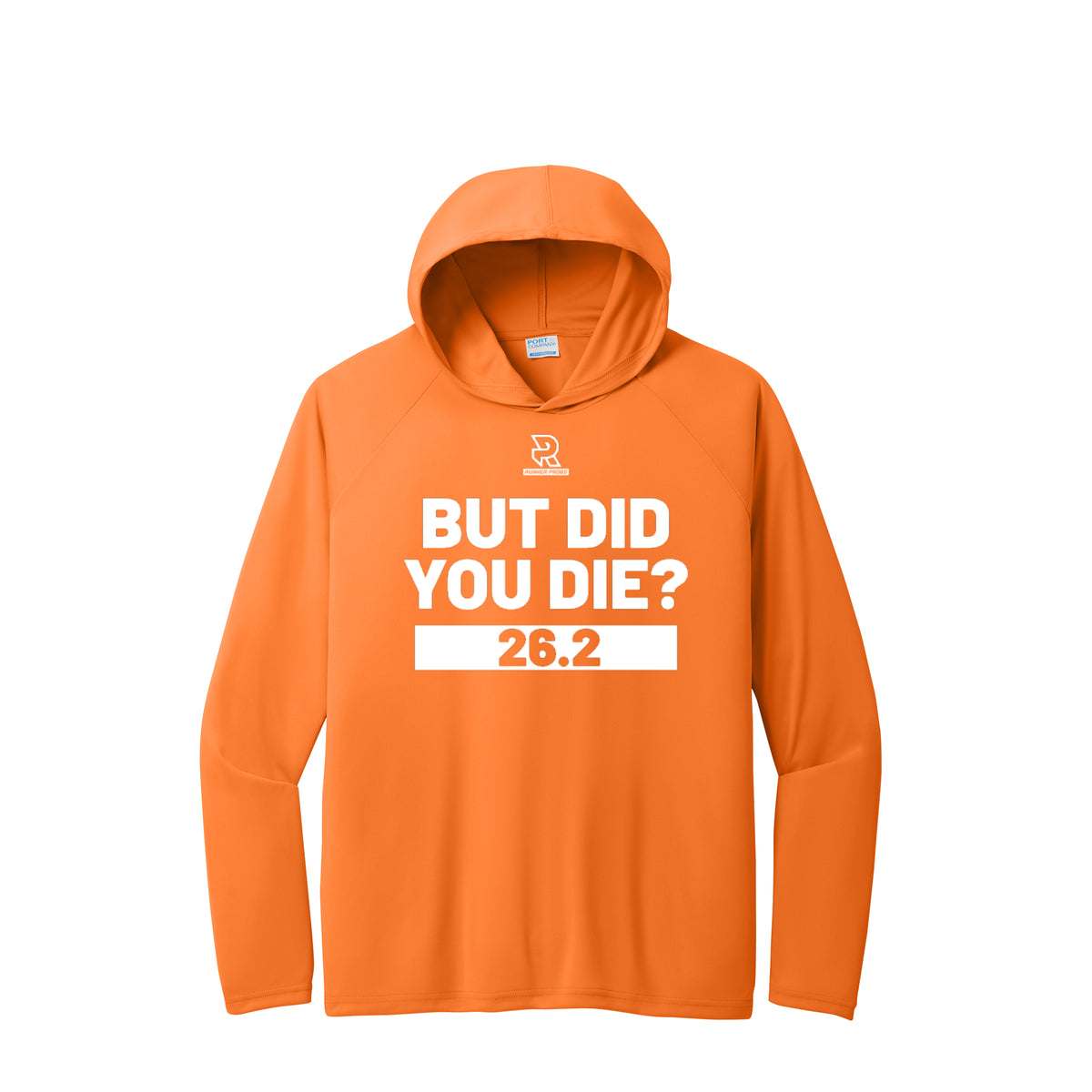 BUT DID YOU DIE? 26.2 (Black) - Long Sleeve Hooded Performance Tee