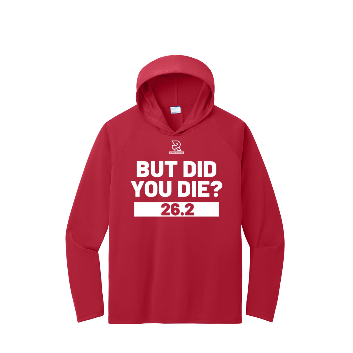 BUT DID YOU DIE? 26.2 (Black) - Long Sleeve Hooded Performance Tee