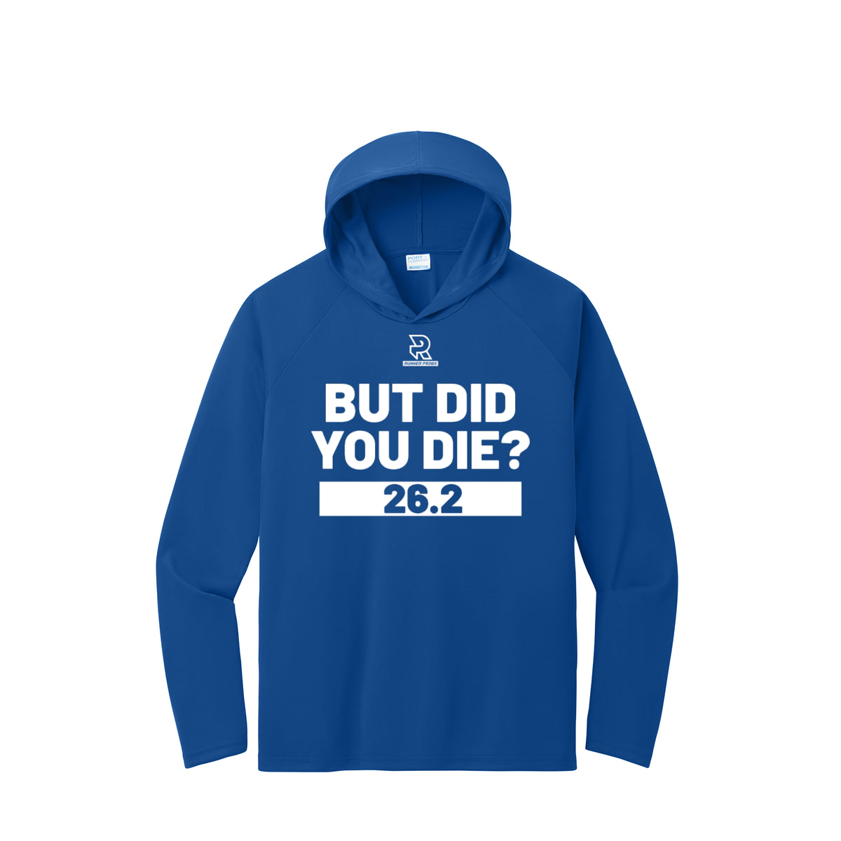 BUT DID YOU DIE? 26.2 (Black) - Long Sleeve Hooded Performance Tee