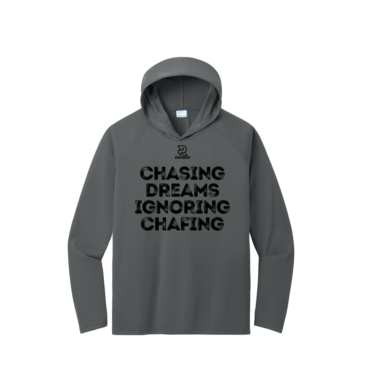 CHASING DREAMS (Black) - Long Sleeve Hooded Performance Tee