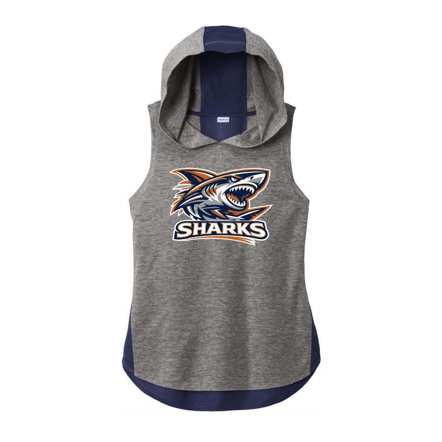 CLOVIS SHARKS - Womens TriBlend Draft Hoodie Tank