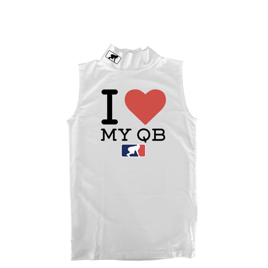 I <3 MY QB - Mock Neck Sleeveless Compression Top