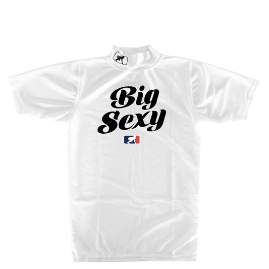 BIG SEXY (Black) - Mock Neck Short Sleeve Compression Top