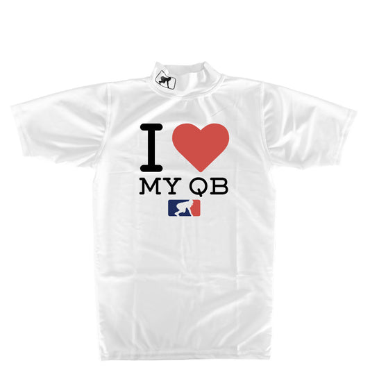 I <3 MY QB - Mock Neck Short Sleeve Compression Top