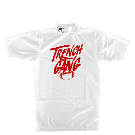 TRENCH GANG (Red) - Mock Neck Short Sleeve Compression Top