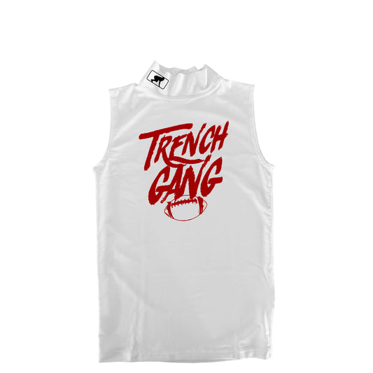 TRENCH GANG (Red) - Mock Neck Sleeveless Compression Top