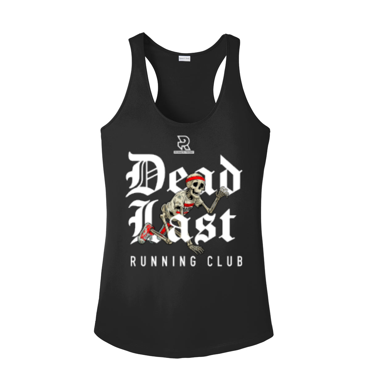 DEAD LAST (White) - Womens Competitor Racerback Tank