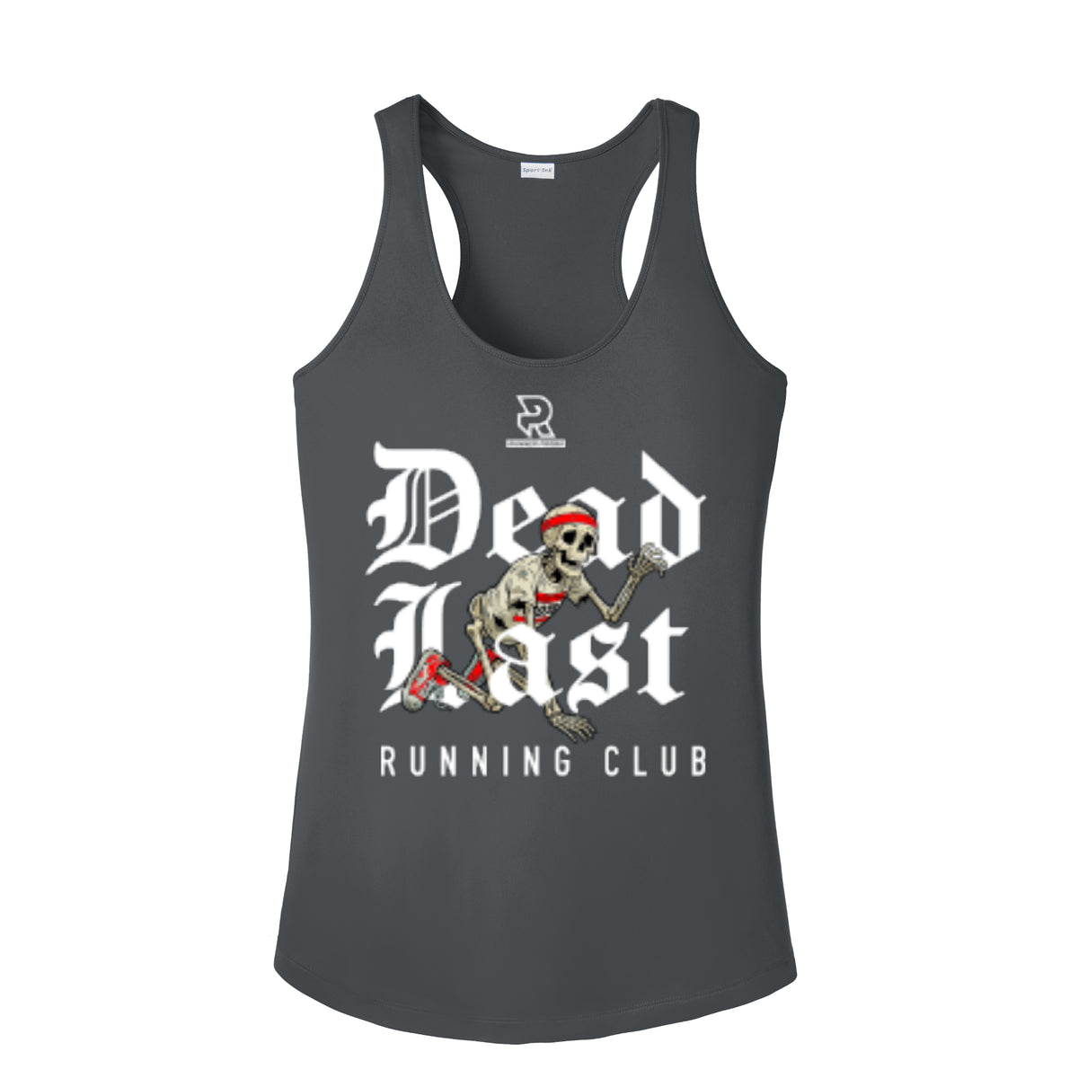 DEAD LAST (White) - Womens Competitor Racerback Tank