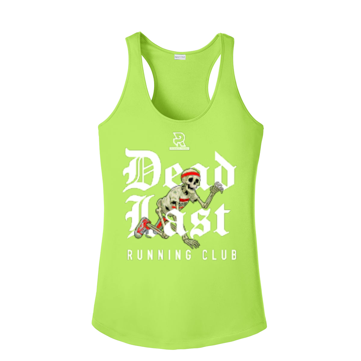 DEAD LAST (White) - Womens Competitor Racerback Tank