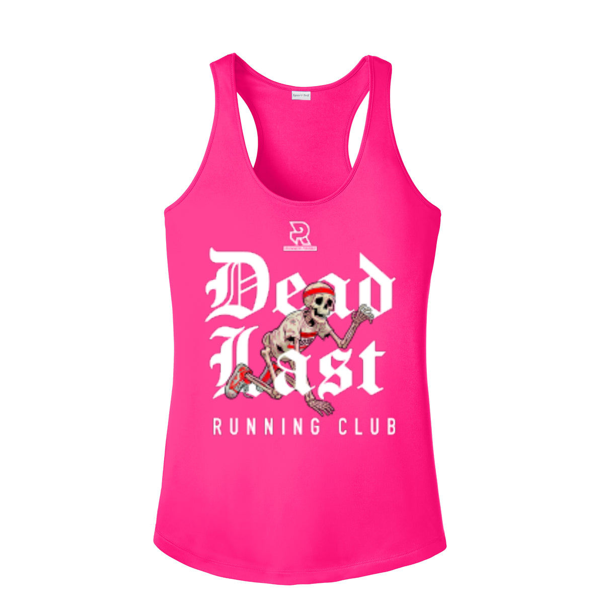DEAD LAST (White) - Womens Competitor Racerback Tank