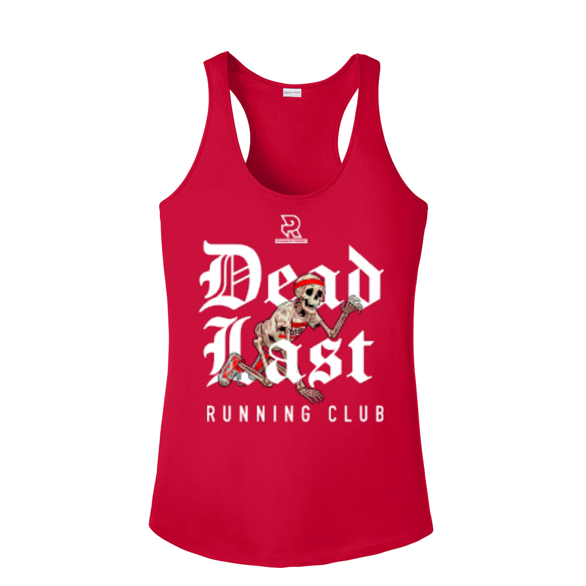 DEAD LAST (White) - Womens Competitor Racerback Tank
