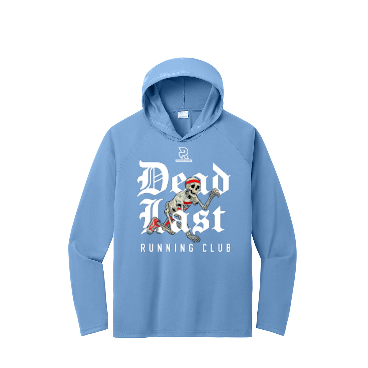 DEAD LAST (White) - Long Sleeve Hooded Performance Tee