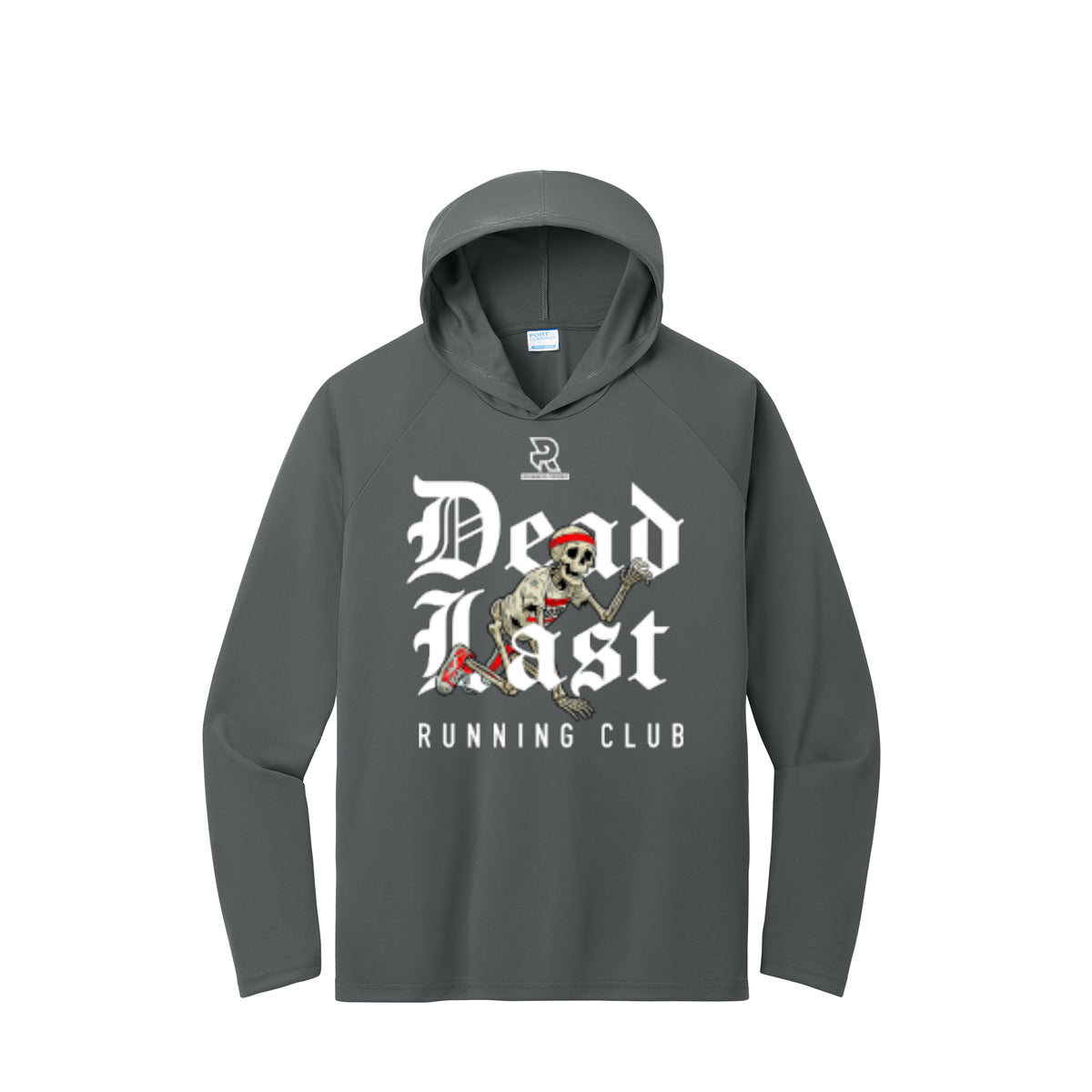DEAD LAST (White) - Long Sleeve Hooded Performance Tee