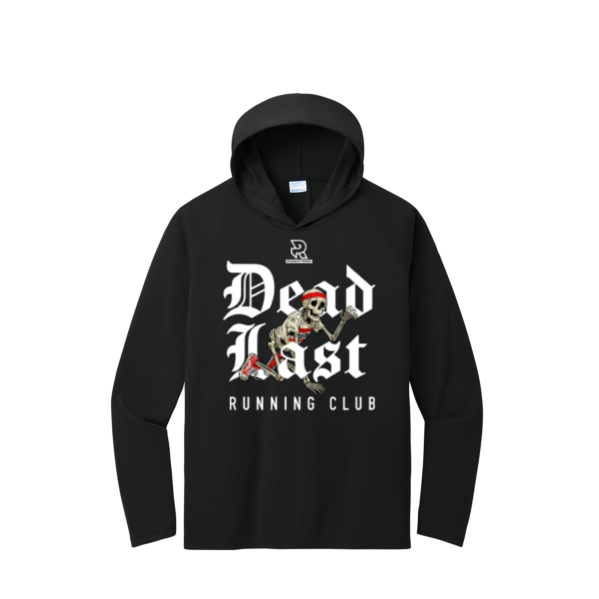 DEAD LAST (White) - Long Sleeve Hooded Performance Tee