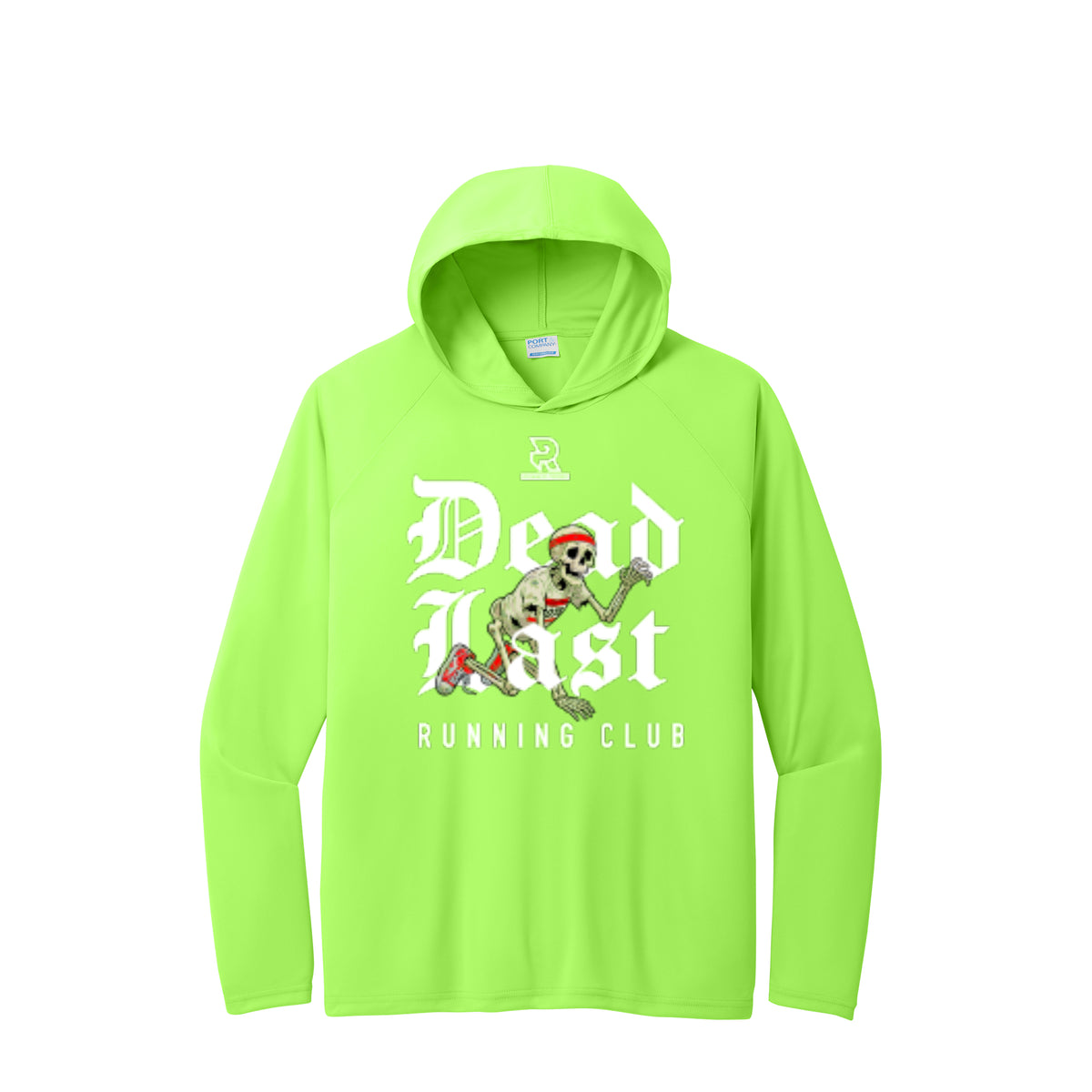 DEAD LAST (White) - Long Sleeve Hooded Performance Tee