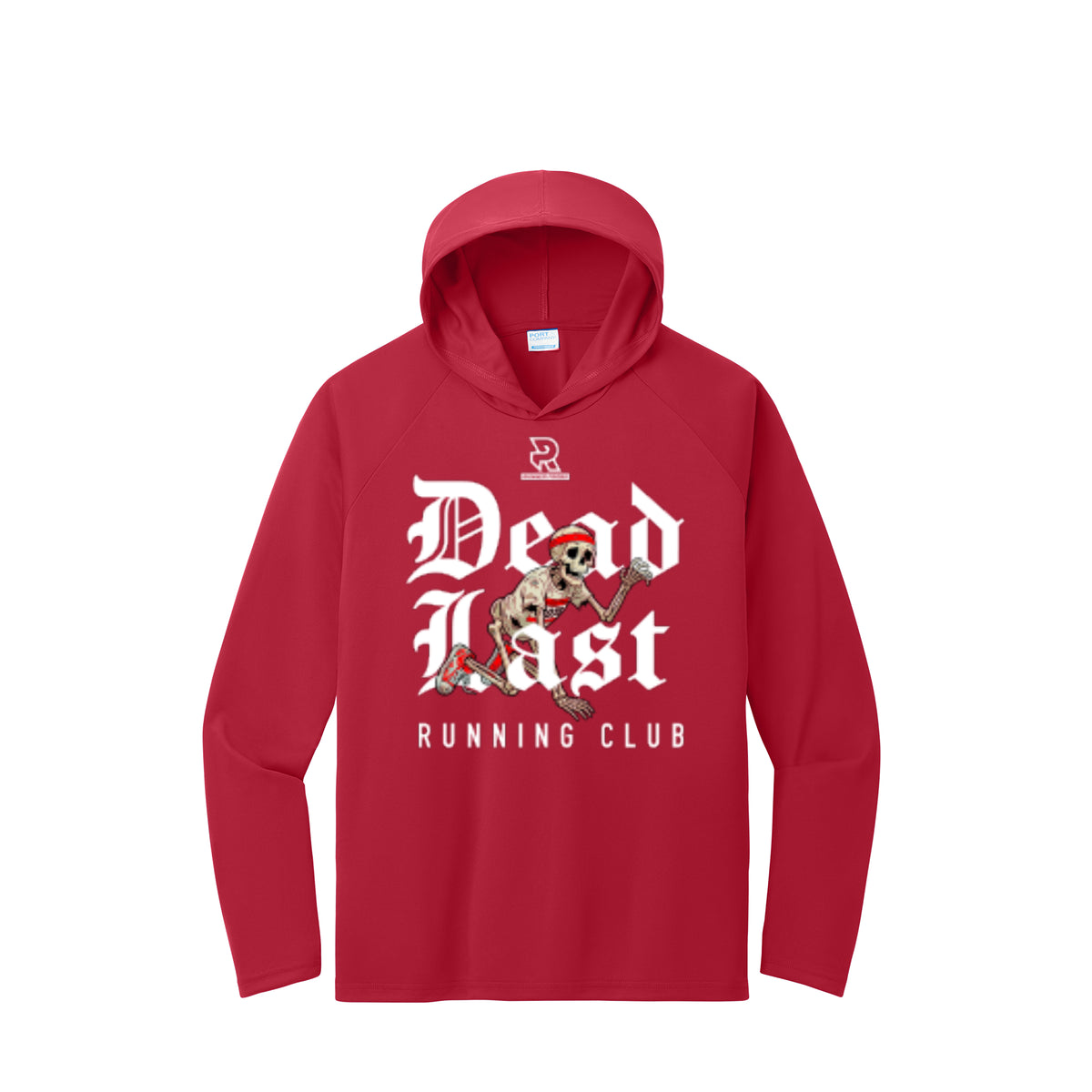 DEAD LAST (White) - Long Sleeve Hooded Performance Tee