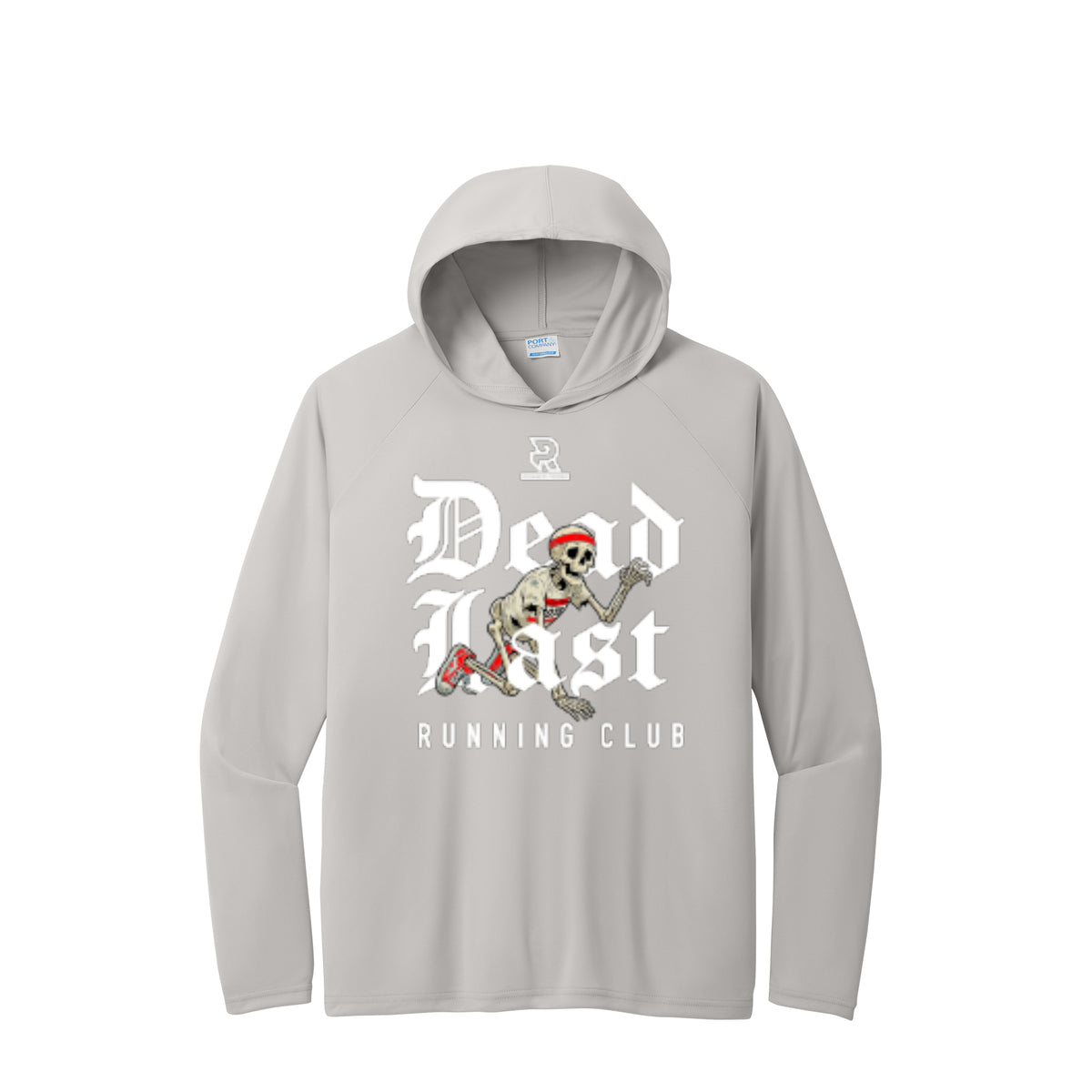 DEAD LAST (White) - Long Sleeve Hooded Performance Tee