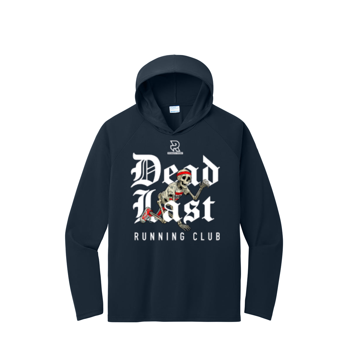 DEAD LAST (White) - Long Sleeve Hooded Performance Tee