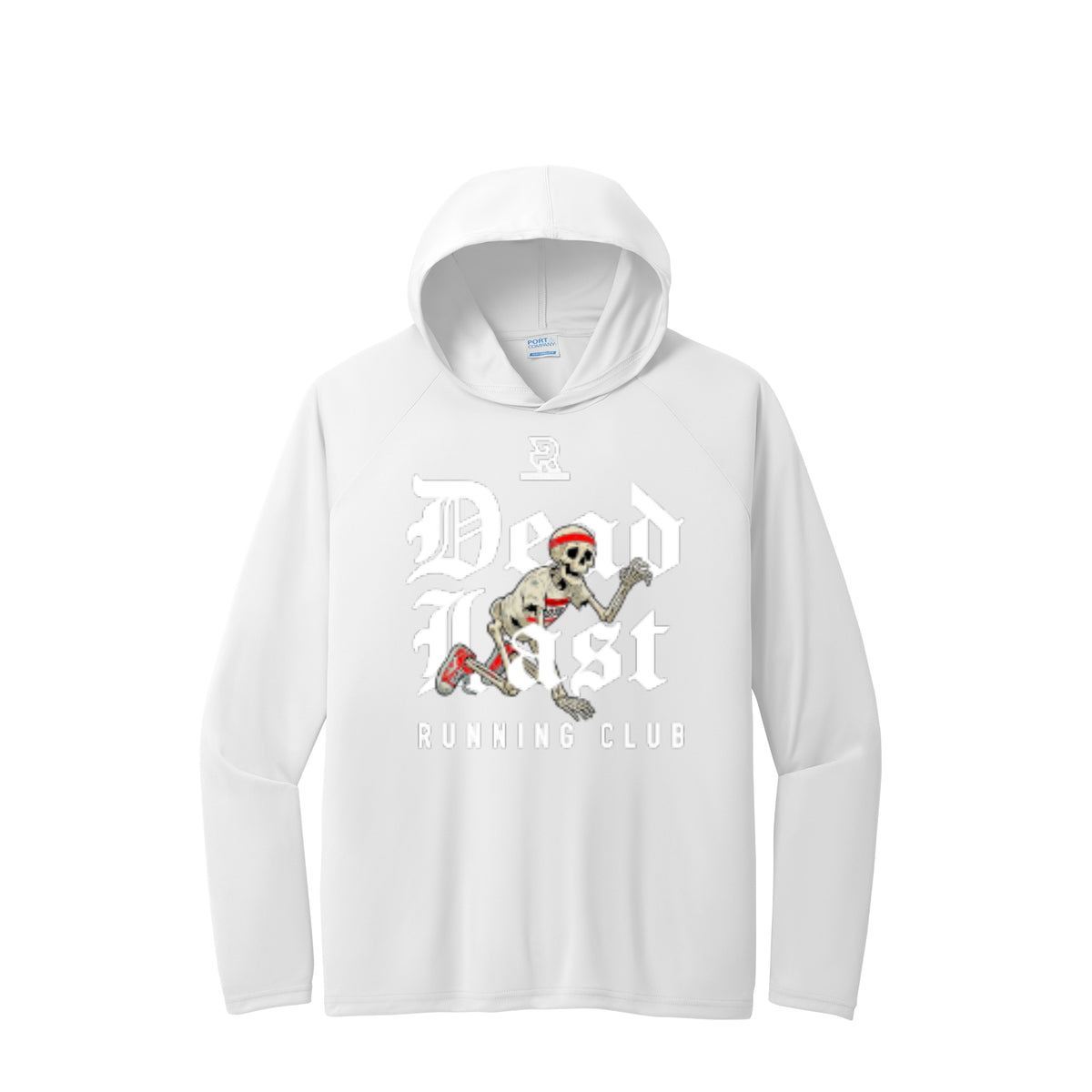 DEAD LAST (White) - Long Sleeve Hooded Performance Tee