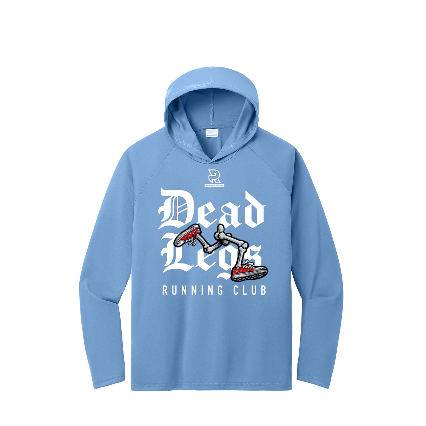 DEAD LEGS (White) - Long Sleeve Hooded Performance Tee