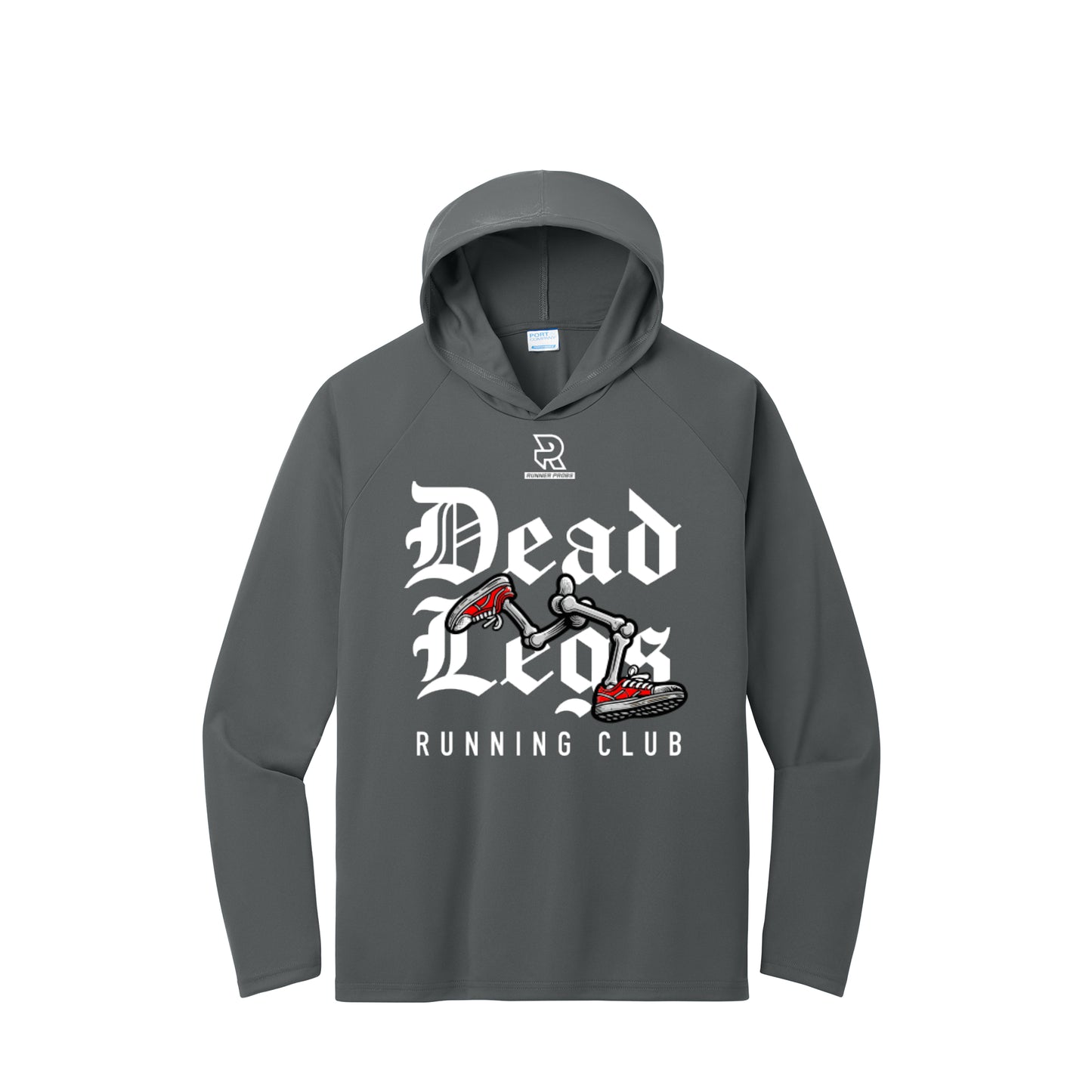 DEAD LEGS (White) - Long Sleeve Hooded Performance Tee
