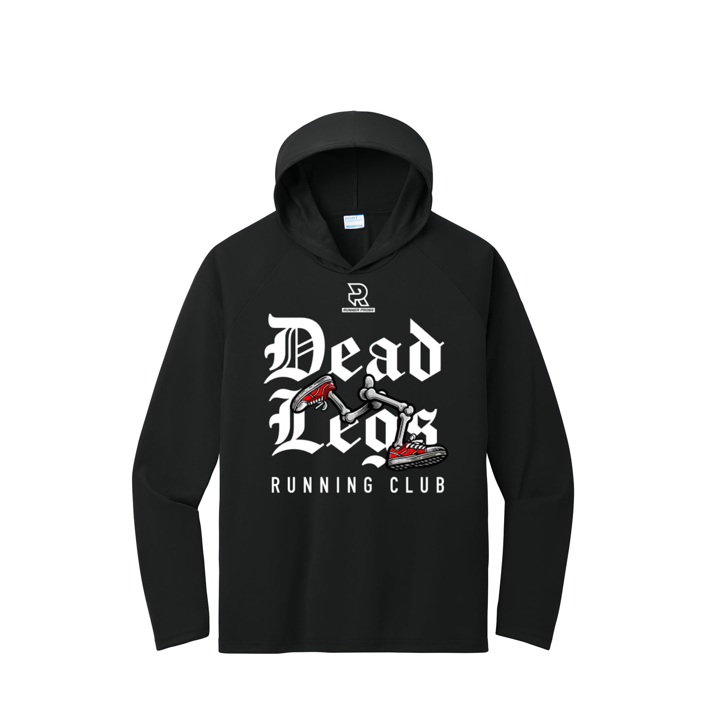 DEAD LEGS (White) - Long Sleeve Hooded Performance Tee