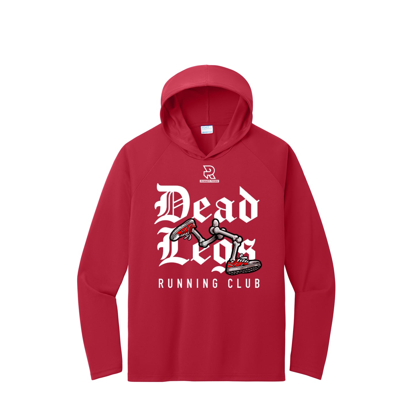 DEAD LEGS (White) - Long Sleeve Hooded Performance Tee