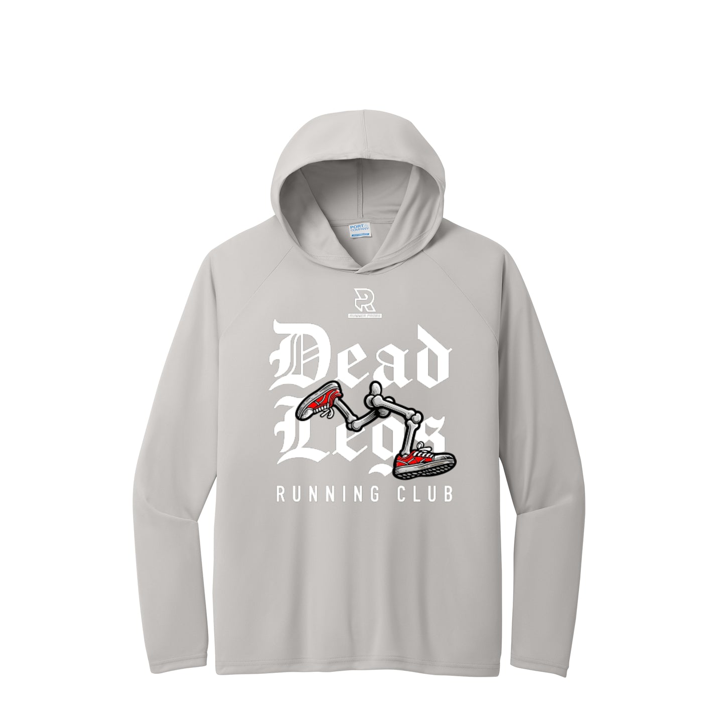 DEAD LEGS (White) - Long Sleeve Hooded Performance Tee
