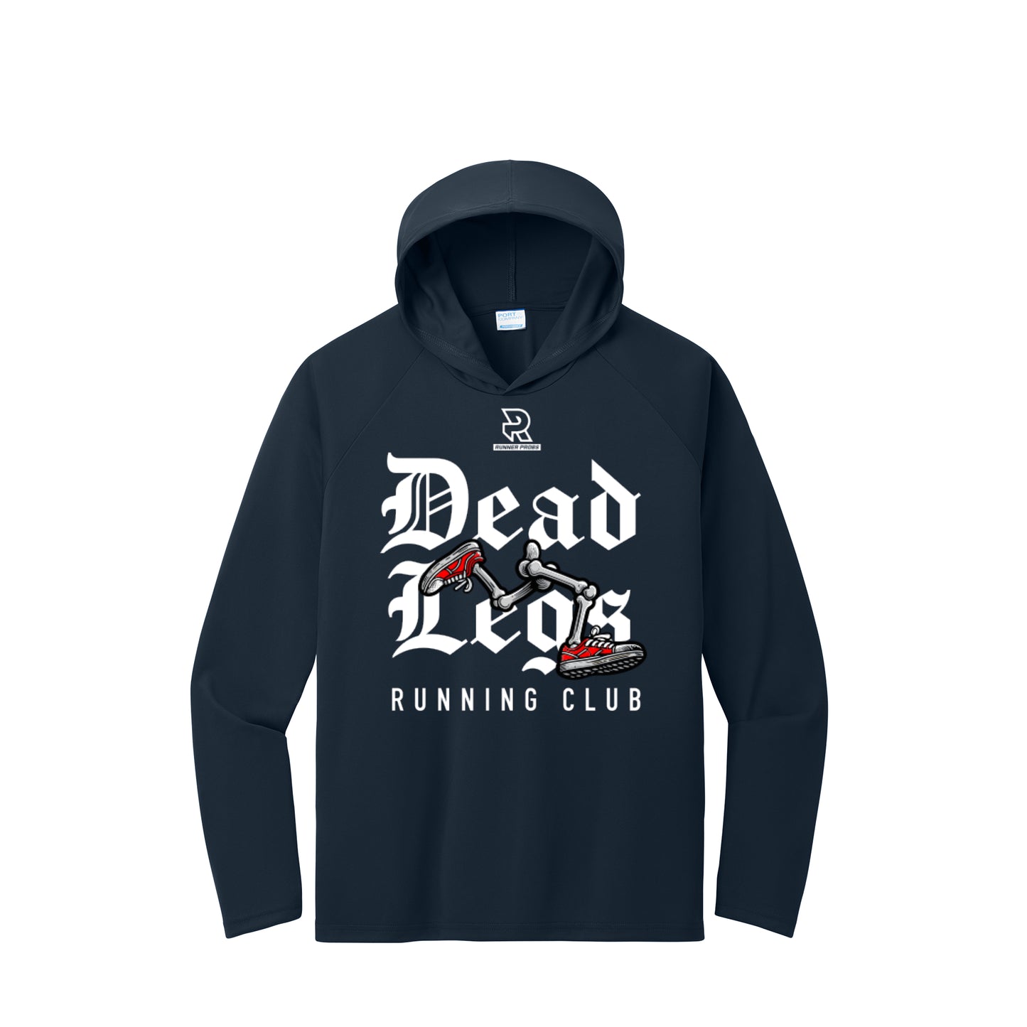DEAD LEGS (White) - Long Sleeve Hooded Performance Tee