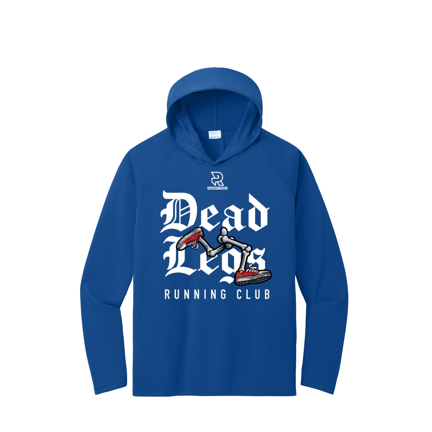 DEAD LEGS (White) - Long Sleeve Hooded Performance Tee