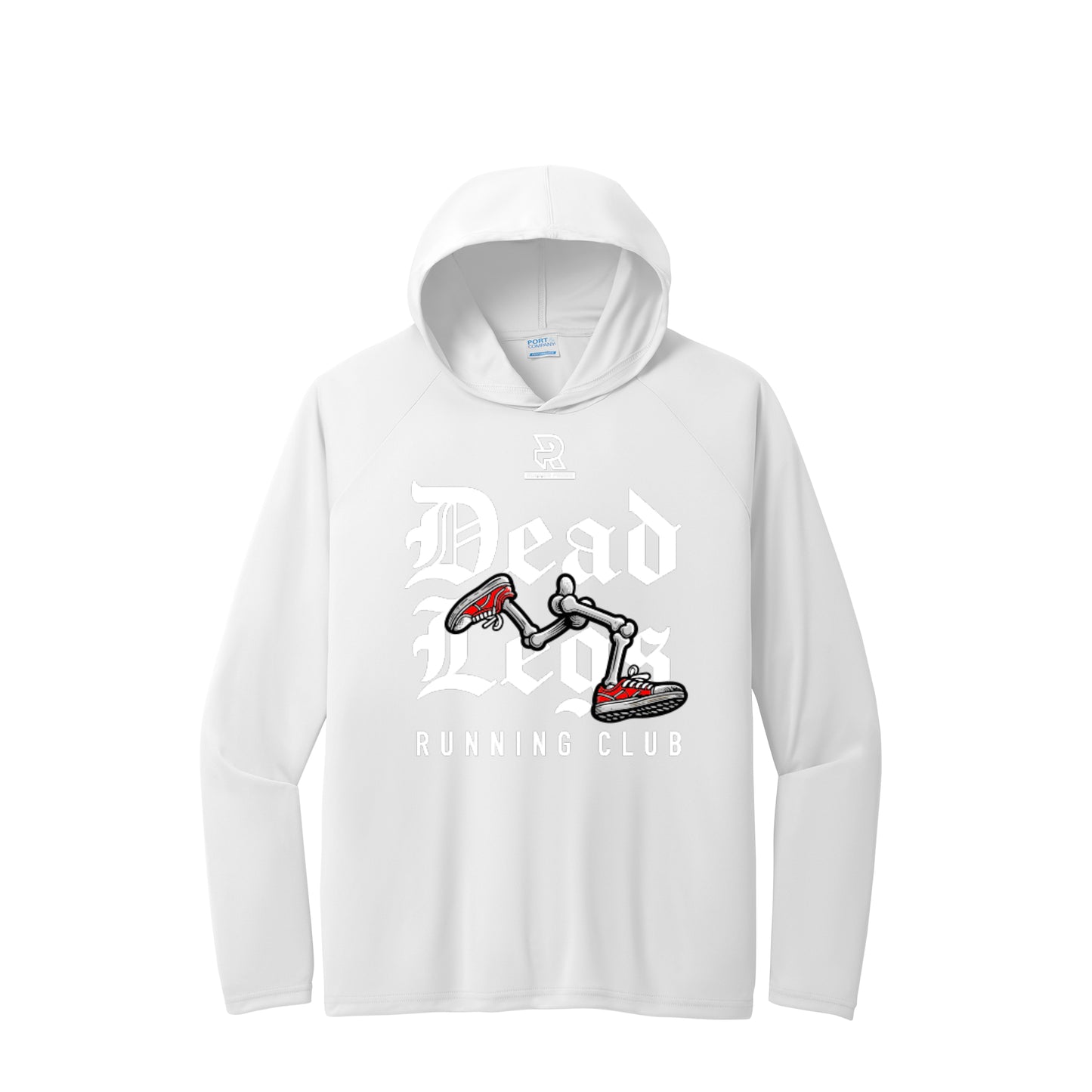 DEAD LEGS (White) - Long Sleeve Hooded Performance Tee