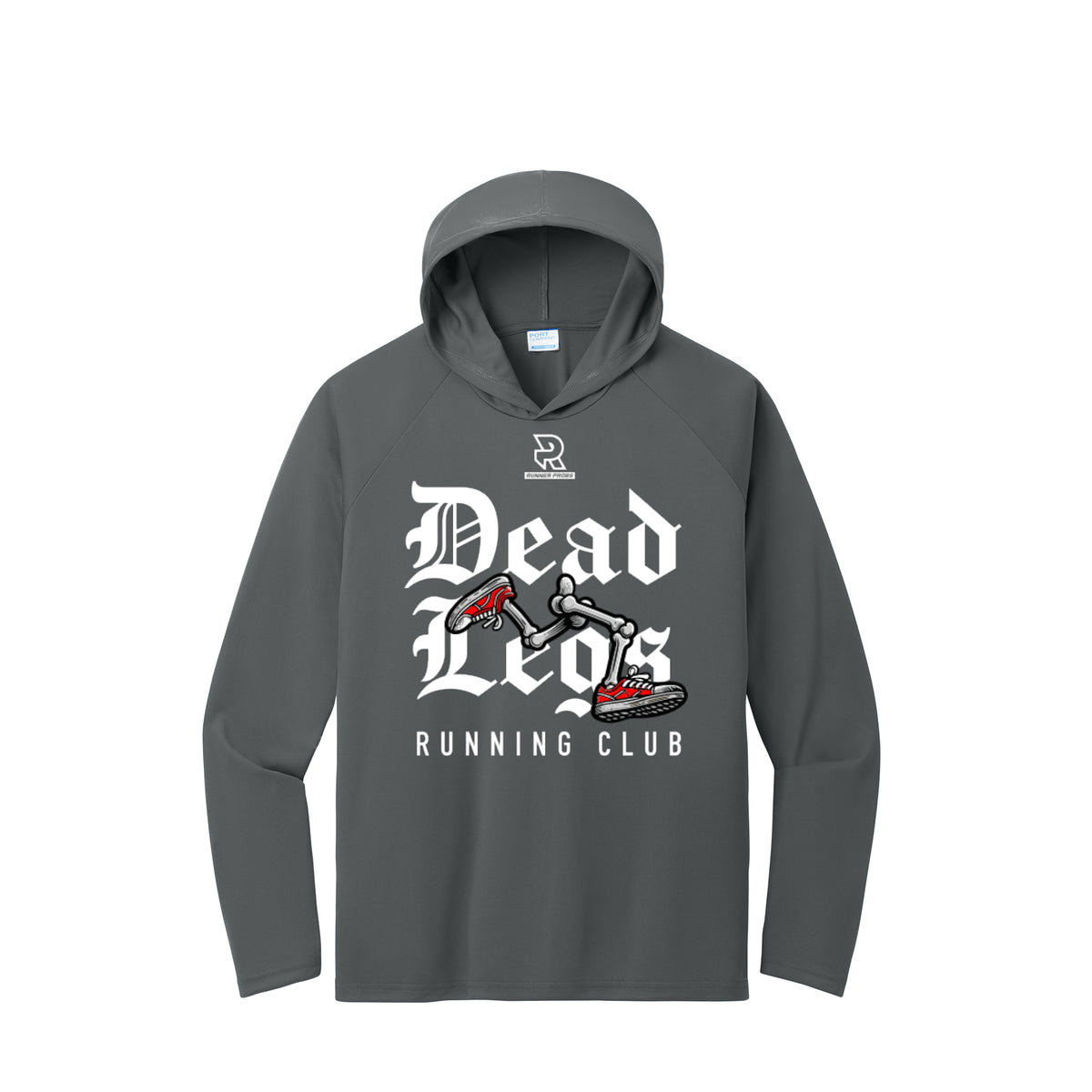 DEAD LEGS (White) - Long Sleeve Hooded Performance Tee