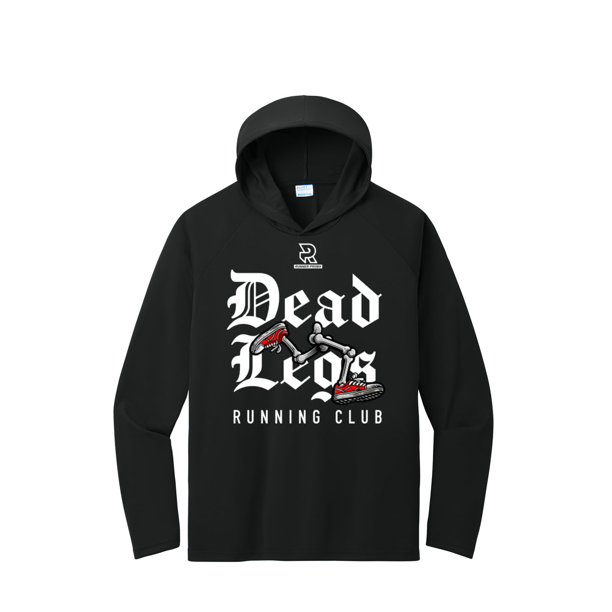 DEAD LEGS (White) - Long Sleeve Hooded Performance Tee